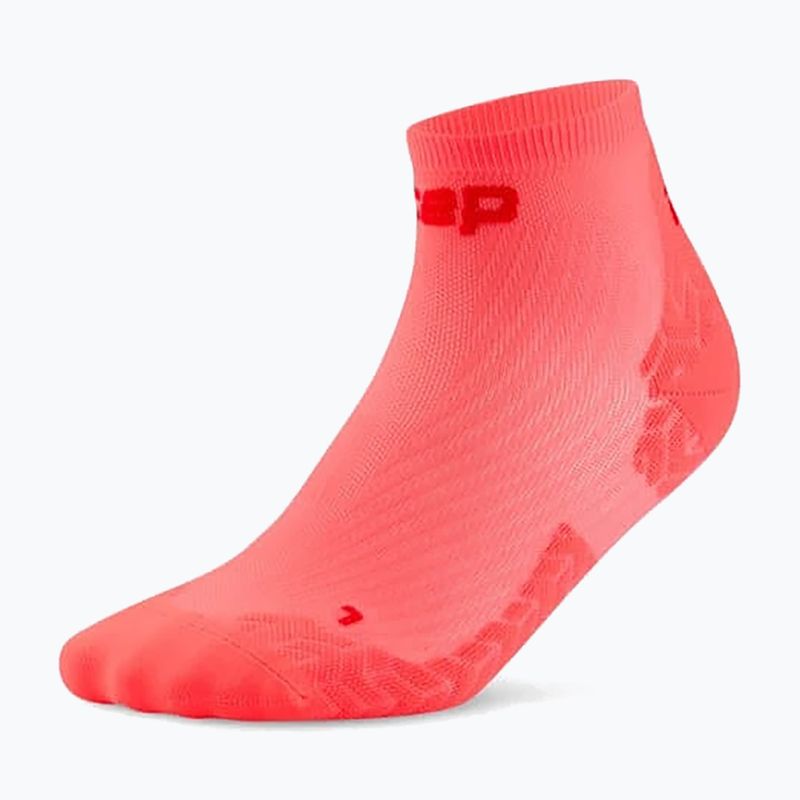 Férfi kompressziós zokni CEP Ultralight Low Cut 4.0 neon coral/red 2