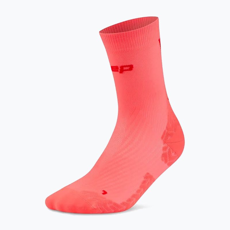 Férfi kompressziós zokni CEP Ultralight Mid Cut 4.0 neon coral/red 2