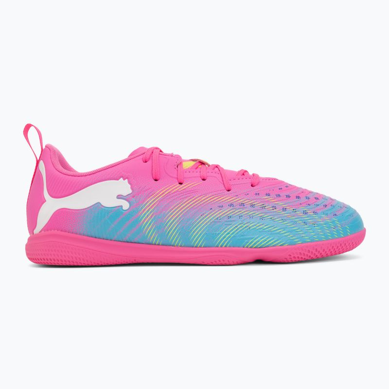 Gyerek focicipő PUMA Future 9 Play IT Jr poison pink/puma white/sun stream/bright aqua/puma black 2