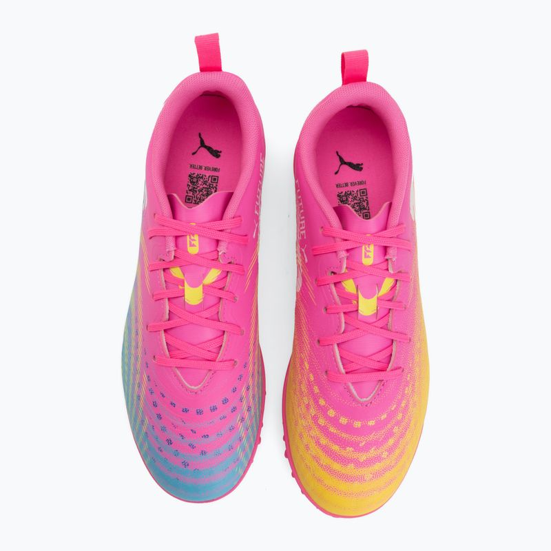 Gyerek focicipő PUMA Future 9 Play TT poison pink/puma white/sun stream/bright aqua/puma black 5