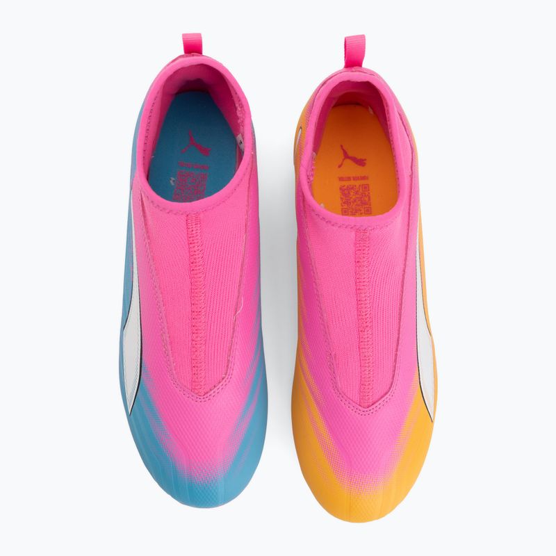 Gyerek focicipő PUMA Ultra 6 Match+ LL FG/AG Jr poison pink/puma white/sun stream/bright aqua/puma black 5