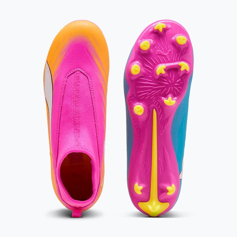 Gyerek focicipő PUMA Ultra 6 Match+ LL FG/AG Jr poison pink/puma white/sun stream/bright aqua/puma black 4