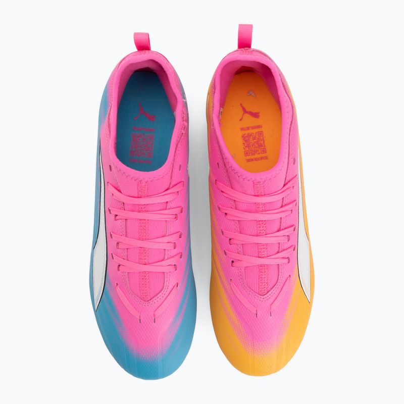Gyerek focicipő PUMA Ultra 6 Match FG/AG Jr poison pink/puma white/sun stream/bright aqua/puma black 5