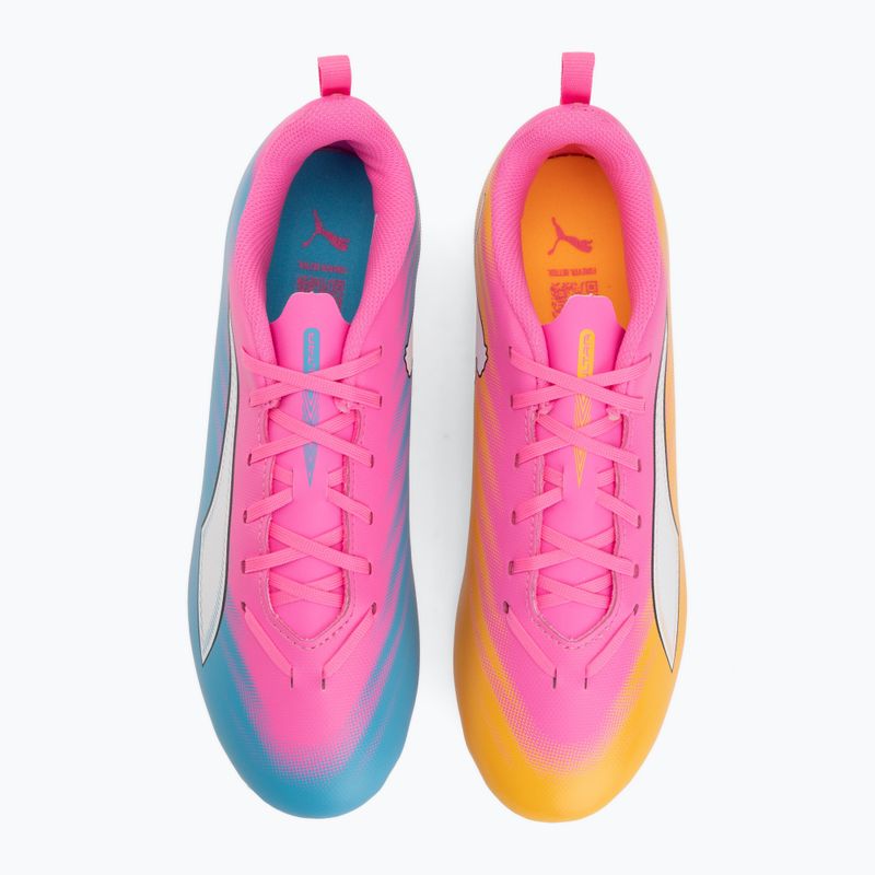 Gyerek focicipő PUMA Ultra 6 Play FG/AG Jr poison pink/puma white/sun stream/bright aqua/puma black 5