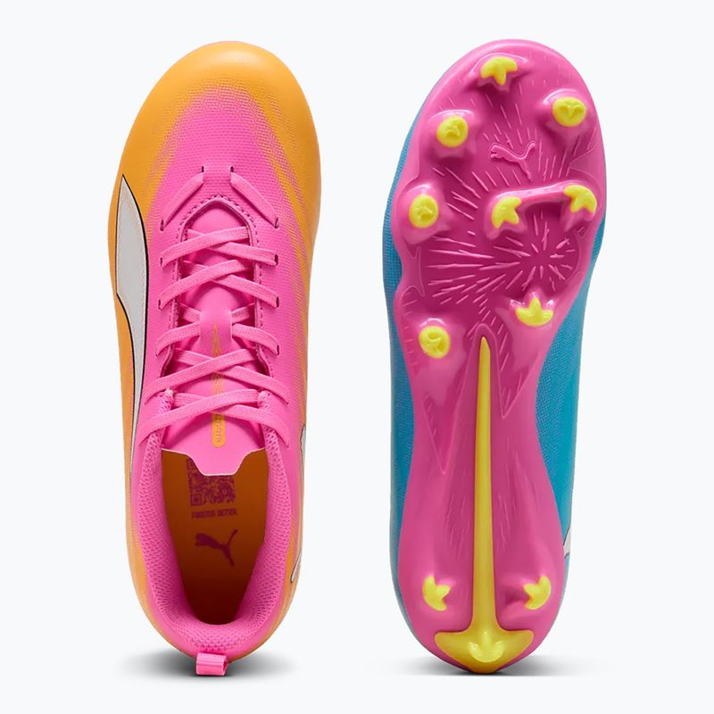 Gyerek focicipő PUMA Ultra 6 Play FG/AG Jr poison pink/puma white/sun stream/bright aqua/puma black 6