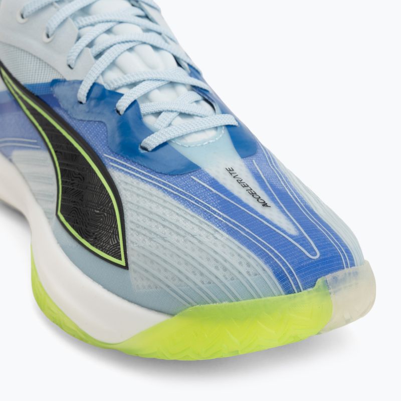 Kézilabda cipő PUMA Accelerate Nitro SQD 5 aqua glow/puma black/green glare/royal sapphire 7
