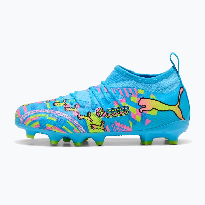 Gyermek focicipők PUMA Future 9 Match Advanced Level FG/AG Jr puma white/blue glimmer/pink glimmer/yellow alert