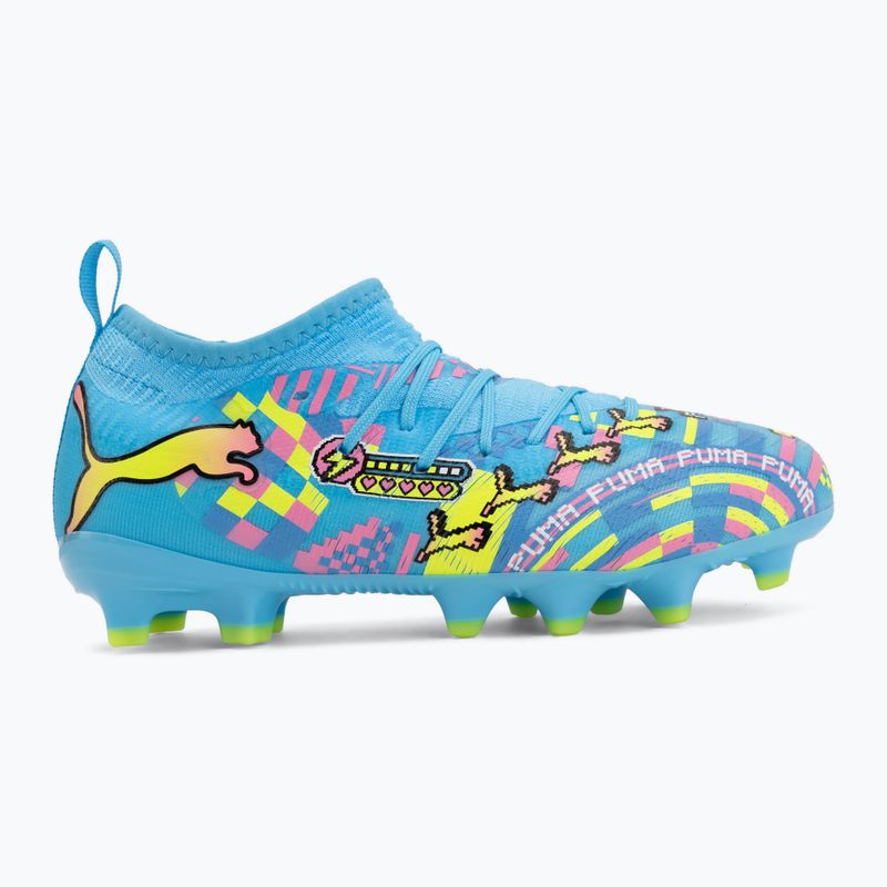 Gyermek focicipők PUMA Future 9 Match Advanced Level FG/AG Jr puma white/blue glimmer/pink glimmer/yellow alert 2