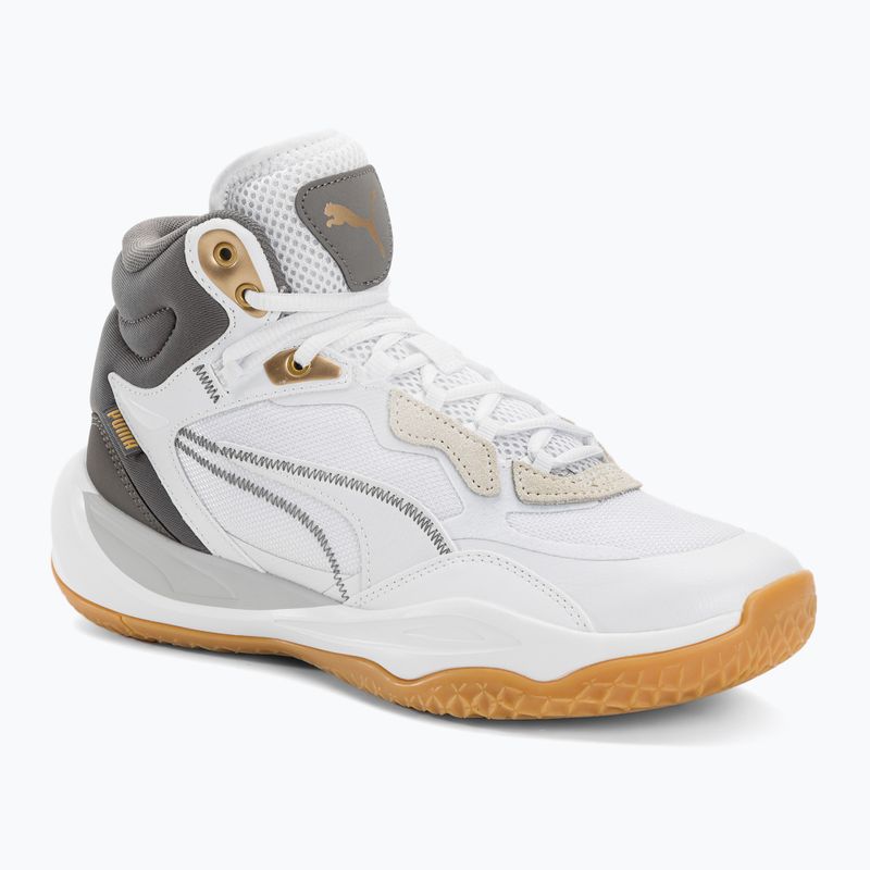 Férfi kosárlabda cipő PUMA Playmaker Pro Mid Trophies hamuszürke/cast iron/puma gold