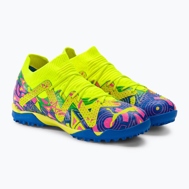 PUMA Future Match Energy TT + Mid Jr gyermek labdarúgócipő ultra kék/sárga riasztás/világító rózsaszín 4