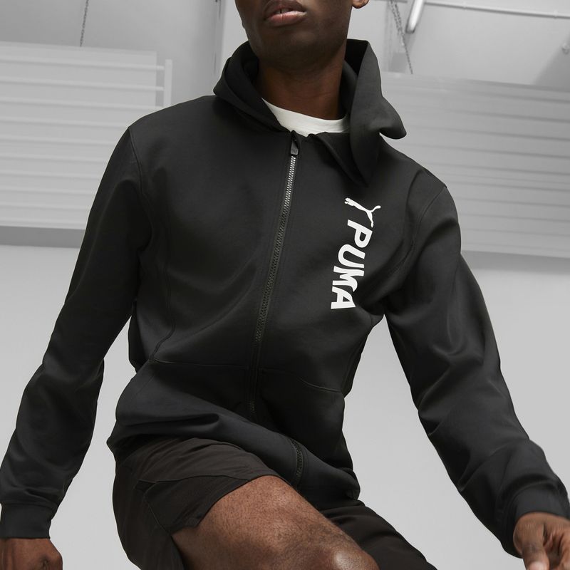 Férfi trekking pulóver PUMA Fit Double Knit FZ Hoodie puma black 5