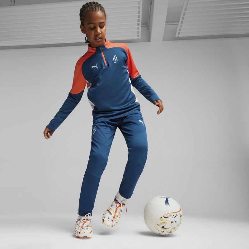 PUMA Neymar JR Creativity 1/4 Zip Top gyermek labdarúgó melegítőfelső ocean tropic/hot heat 8