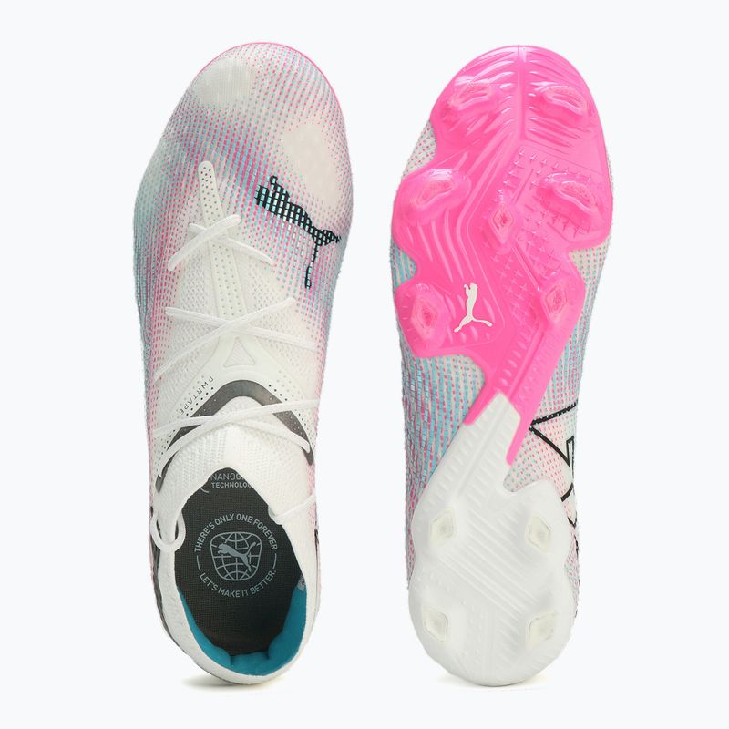 Focicipő PUMA Future 7 Ultimate Low FG/AG white/black/poison pink/bright aqua/silver mist 11