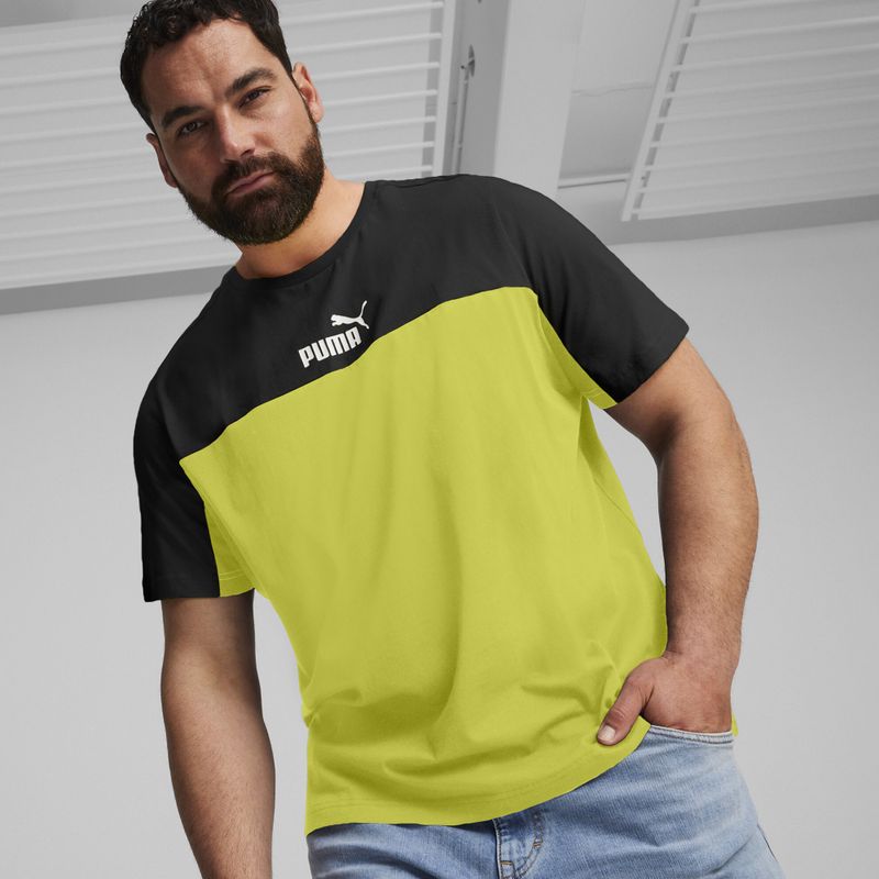 Férfi PUMA ESS+ Block Tee puma fekete/lime csillogás 4