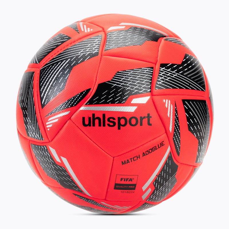 Labdarúgás uhlsport Match Addglue fluo piros/sárga/ezüst méret 5