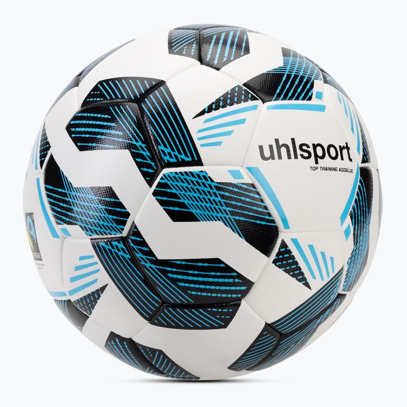 Uhlsport Fairtrade Top Training Addglue futball fehér/fekete/fluo kék méret 5 2