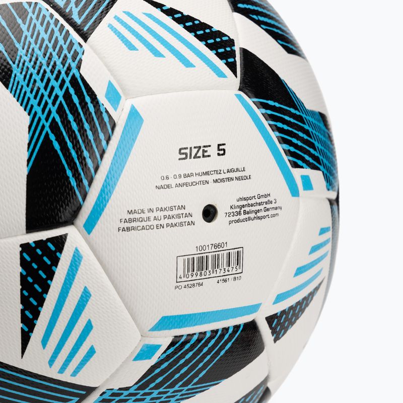 Uhlsport Fairtrade Top Training Addglue futball fehér/fekete/fluo kék méret 5 4