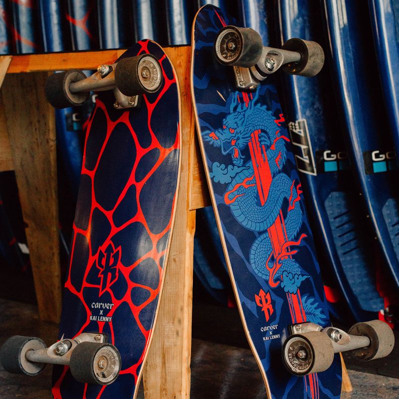 Surfskate gördeszka Carver C7 Raw 34" Kai Dragon 2022 Complete kék és piros C1013011143 9