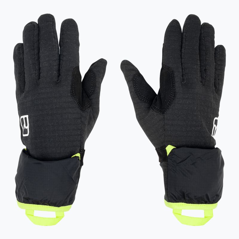 Férfi ejtőernyős kesztyű ORTOVOX Fleece Grid Cover fekete holló 3