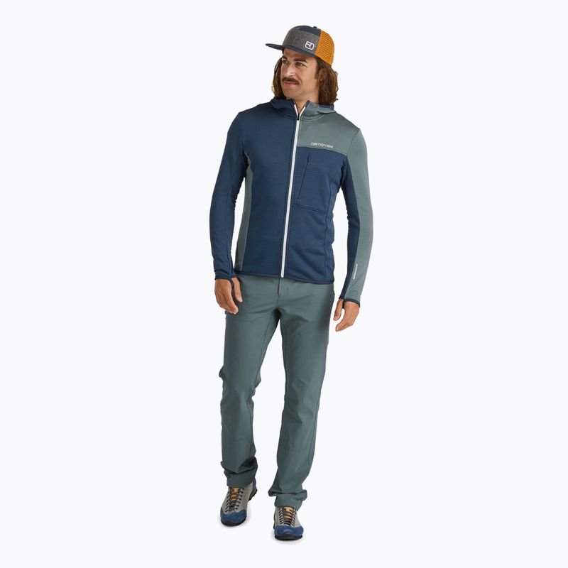 Férfi ORTOVOX Fleece Light Grid kapucnis mély óceáni melegítőfelső 2