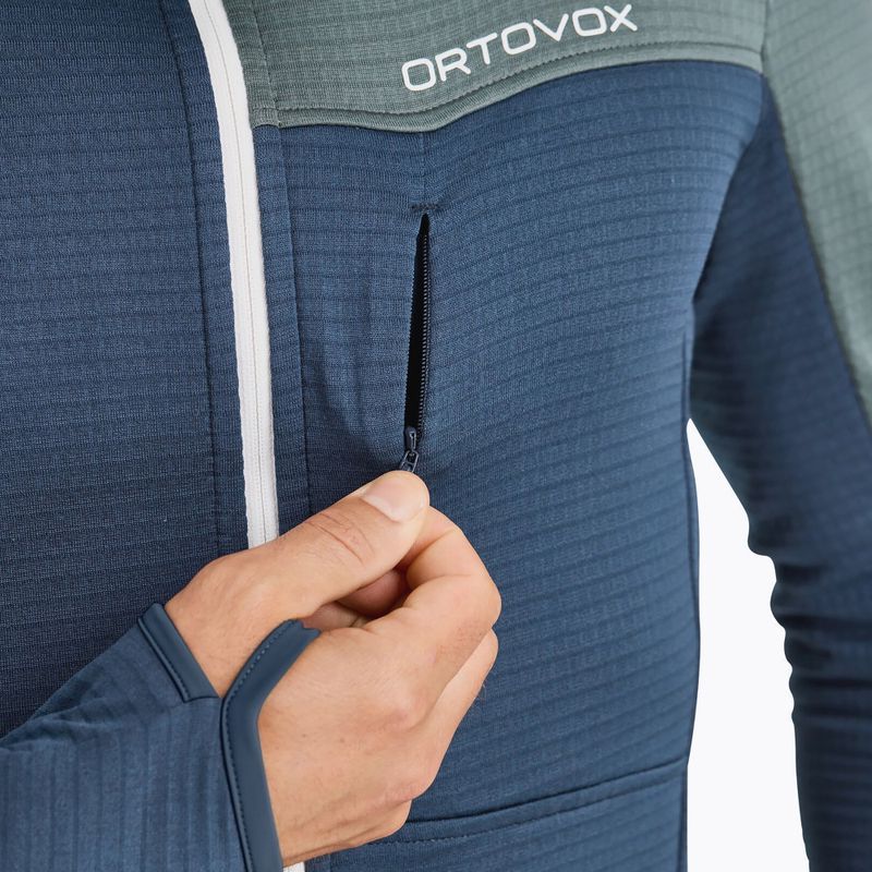 Férfi ORTOVOX Fleece Light Grid kapucnis mély óceáni melegítőfelső 4