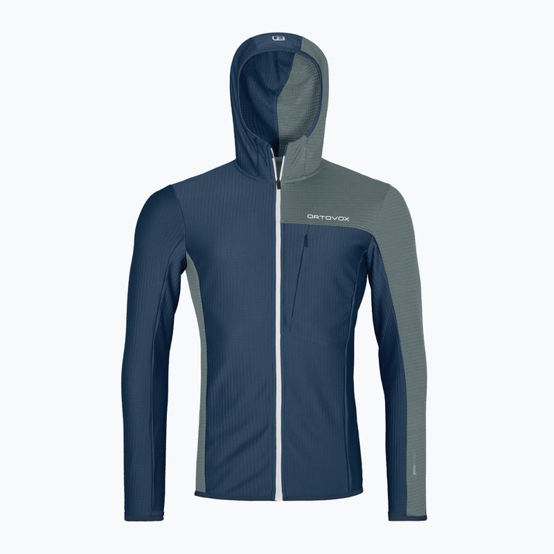 Férfi ORTOVOX Fleece Light Grid kapucnis mély óceáni melegítőfelső 7