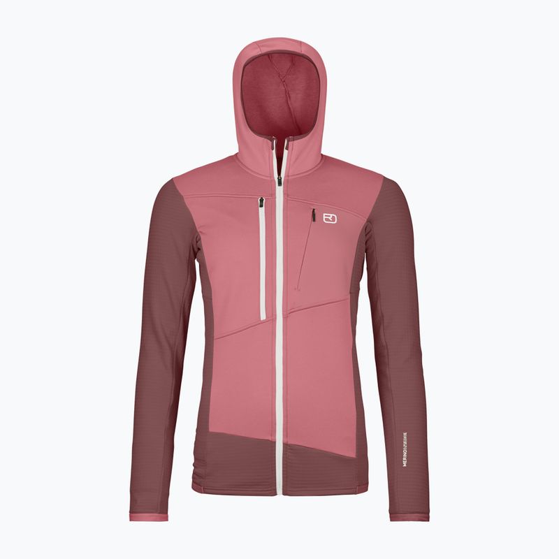 Női pulóver ORTOVOX Fleece Grid Hoody mountain rose