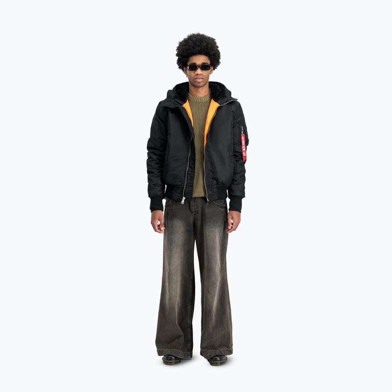 Férfi Alpha Industries MA-1 kapucnis bomber dzseki fekete 2