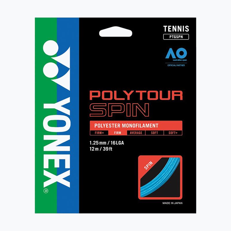 Tenisz húr YONEX Poly Tour Spin 125 szett fekete