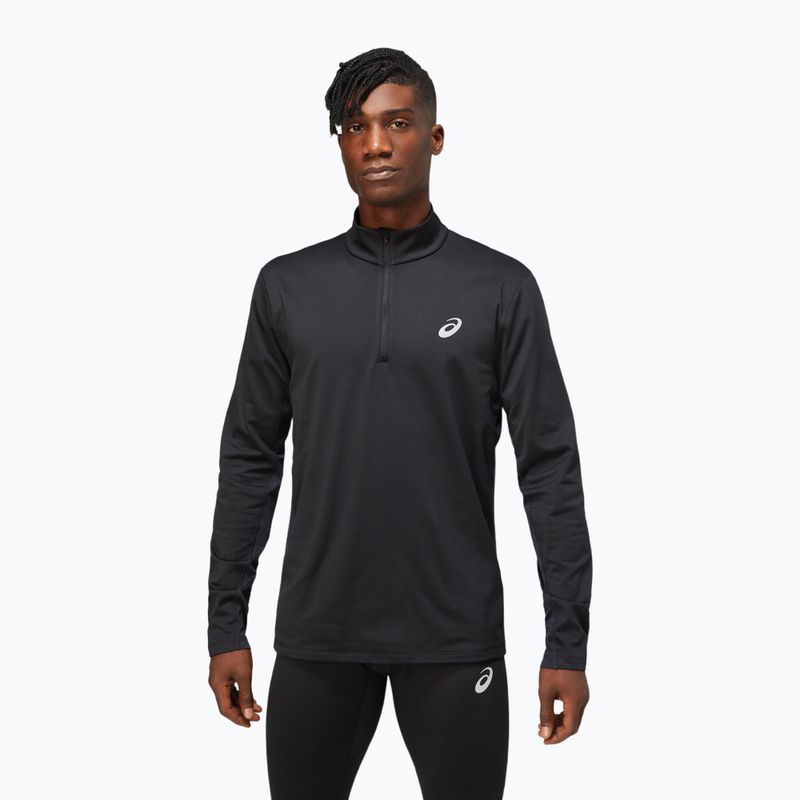 Férfi ASICS Core 1/2 Zip Winter Top teljesítmény fekete futó melegítőfelső