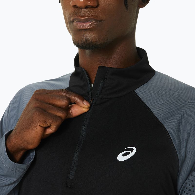 Férfi ASICS Icon 1/2 Zip teljesítmény fekete/karrier szürke hosszú ujjú futócipő 6