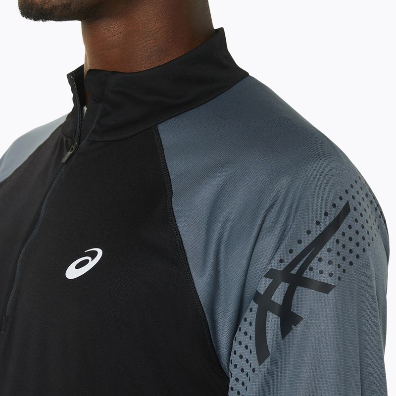 Férfi ASICS Icon 1/2 Zip teljesítmény fekete/karrier szürke hosszú ujjú futócipő 7