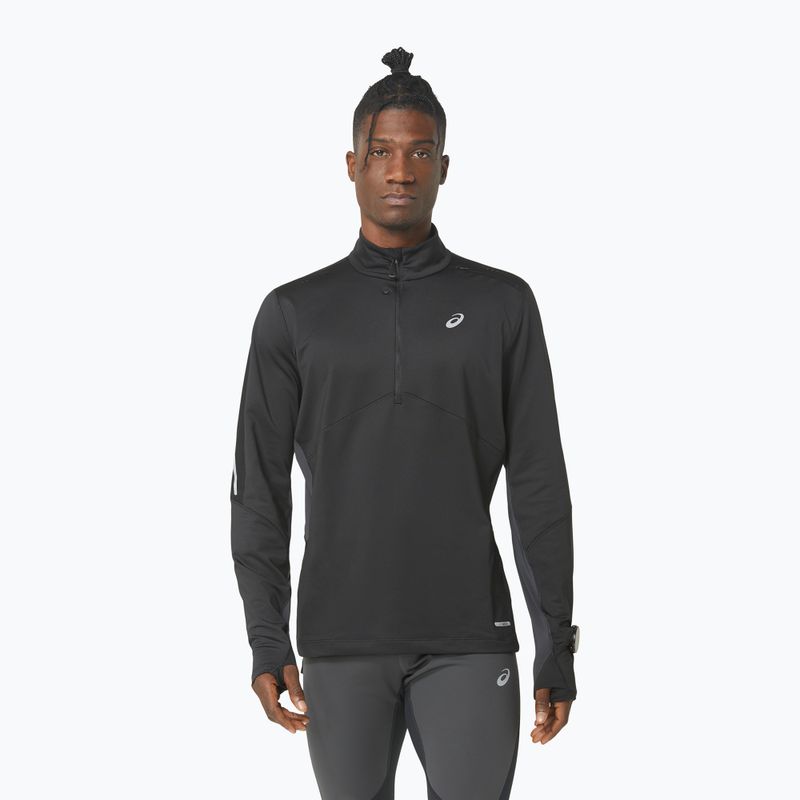 Férfi ASICS Winter Run 1/2 Mid Layer teljesítmény fekete/grafitszürke futó melegítőfelső