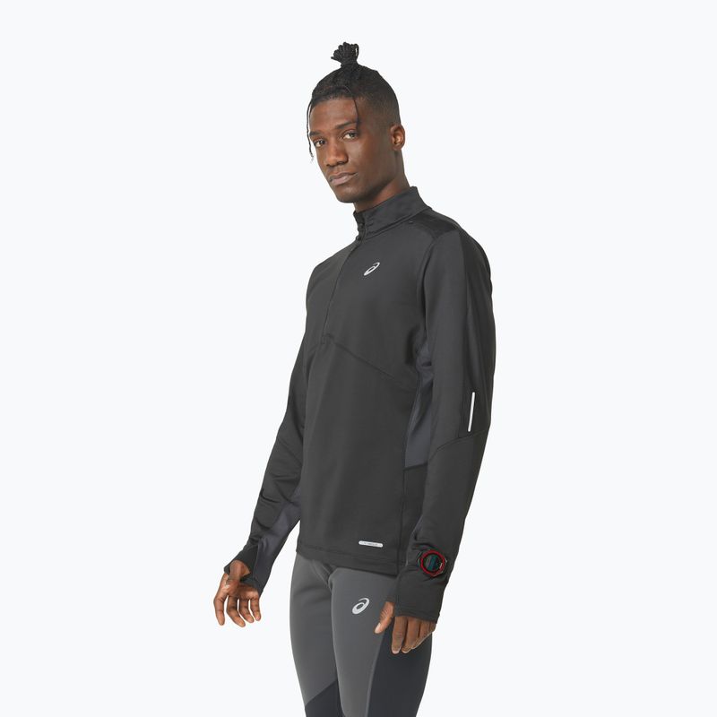 Férfi ASICS Winter Run 1/2 Mid Layer teljesítmény fekete/grafitszürke futó melegítőfelső 4