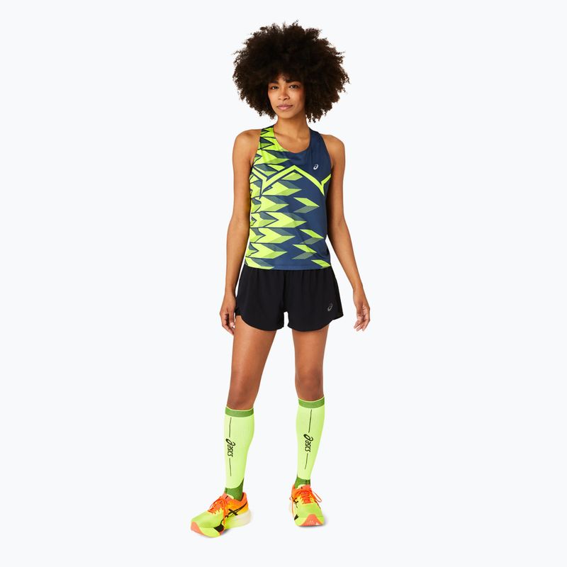 Női ASICS Light Graphic Tank futófelső francia kék/biztonsági sárga 2