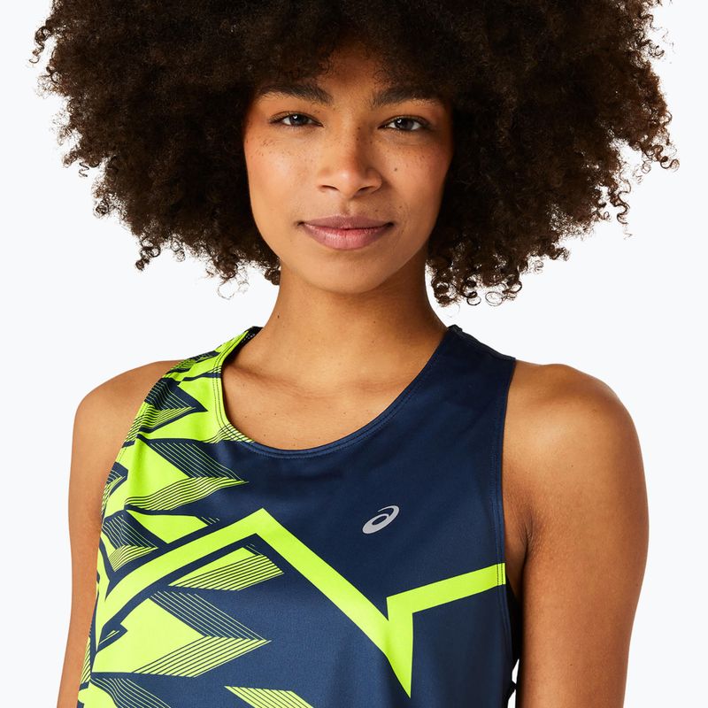 Női ASICS Light Graphic Tank futófelső francia kék/biztonsági sárga 4