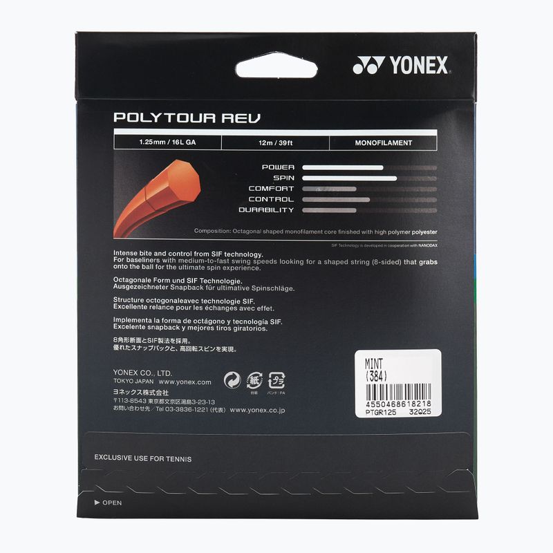 Tenisz húr YONEX Poly Tour Rev 125 szett 12 m újszerű 2