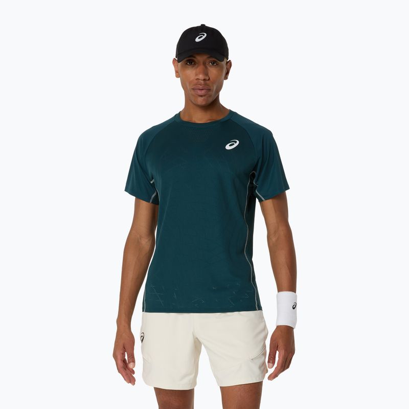 Férfi ASICS Match Actibreeze Top saxon zöld teniszpóló