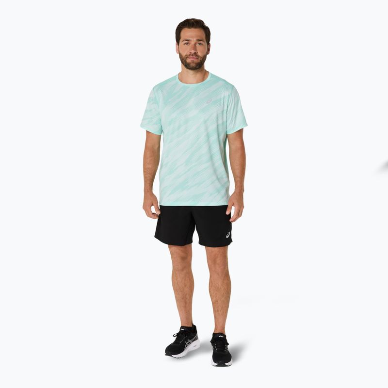 Férfi futópóló ASICS Core All Over Print SS Top oasis green 2