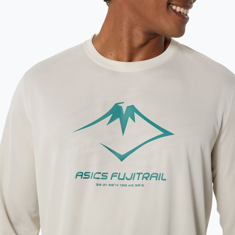 Férfi ASICS Fujitrail Logo nyírfa/fehér zsálya/esős tó futó hosszú ujjú futócipő 4