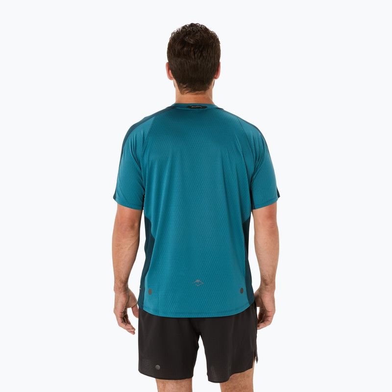 ASICS férfi futópóló Fujitrail Elite Top atlantis kék/szászöld 3