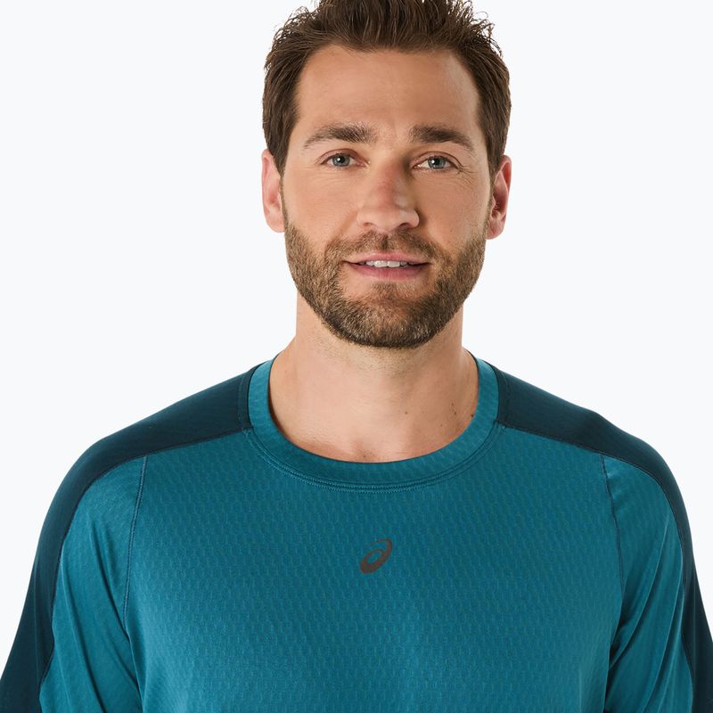 ASICS férfi futópóló Fujitrail Elite Top atlantis kék/szászöld 5