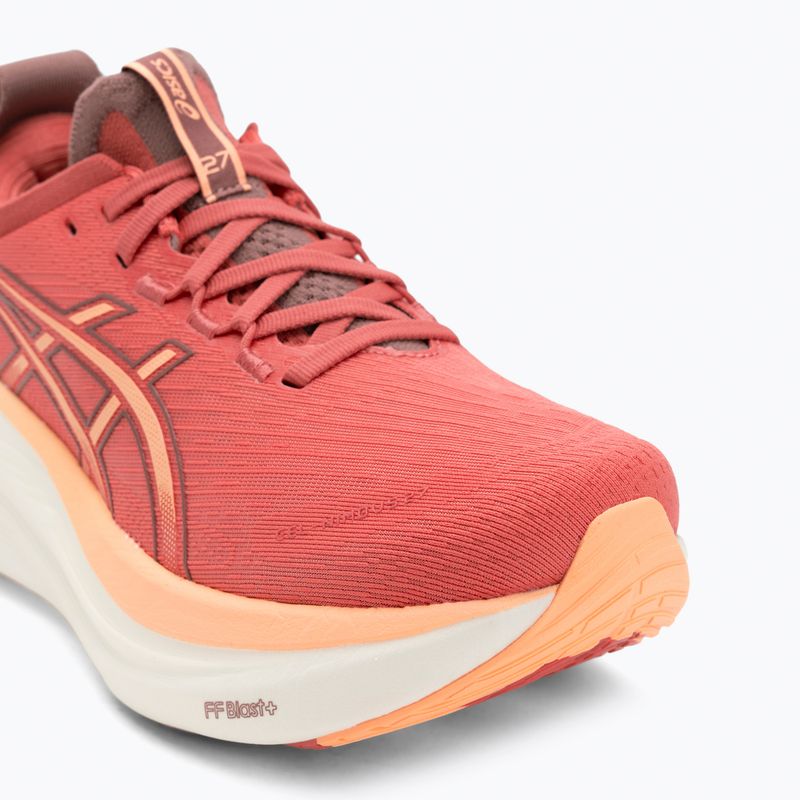 Asics Gel-Nimbus 27 női futócipő sötét rózsaszín agyag/narancs izzó 7
