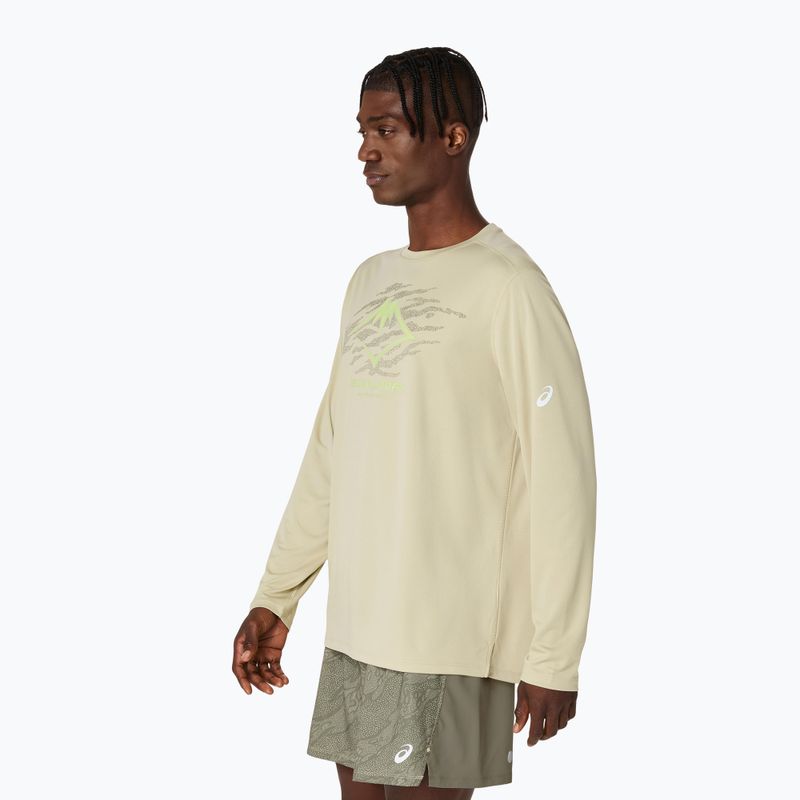 Férfi ASICS Fujitrail Logo LS khaki hosszú ujjú futócipő 4