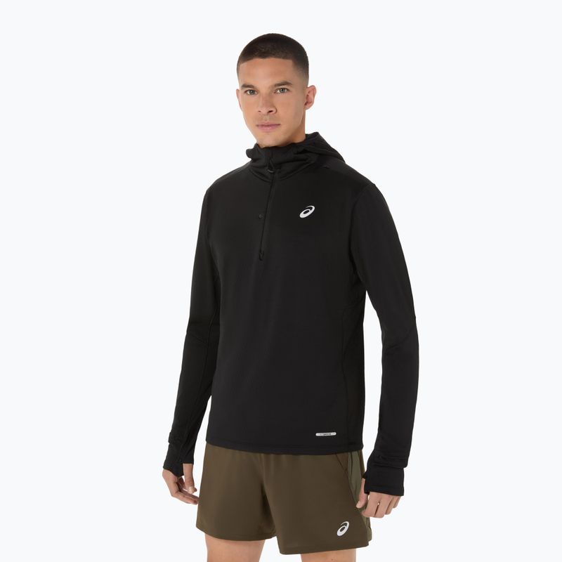 Férfi ASICS Road Winter Hoodie teljesítmény fekete futó melegítőfelső 4