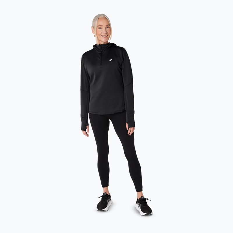 Női ASICS Road Winter Hoodie teljesítmény fekete futó melegítőfelső 2