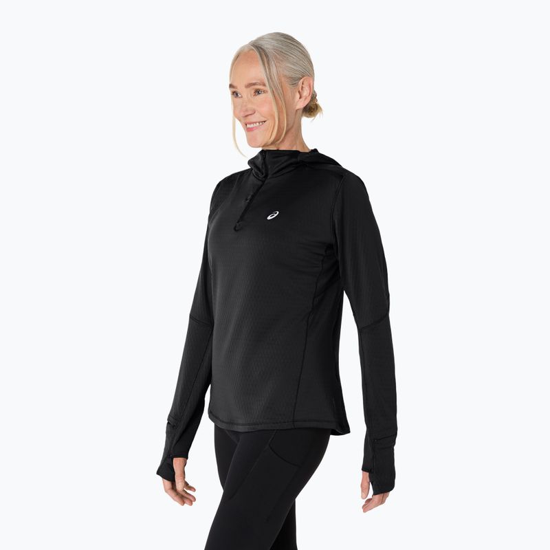 Női ASICS Road Winter Hoodie teljesítmény fekete futó melegítőfelső 4