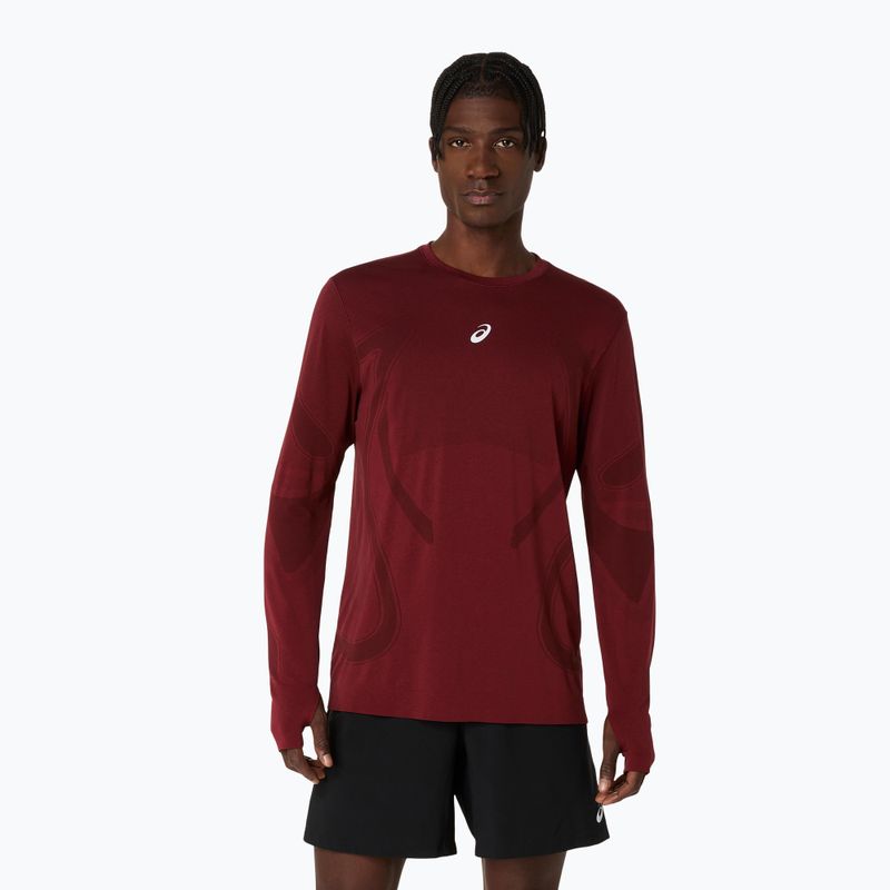 Férfi ASICS Road Seamless LS sötétvörös planet futó hosszú ujjú ruha