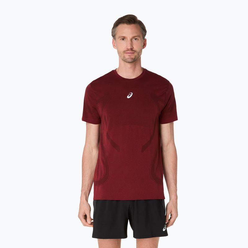 Férfi ASICS Road Seamless sötétvörös planet futópóló