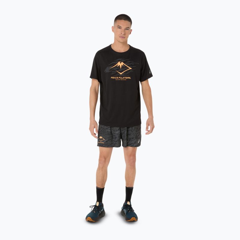 ASICS férfi Fujitrail Logo SS teljesítményű fekete futópóló 2